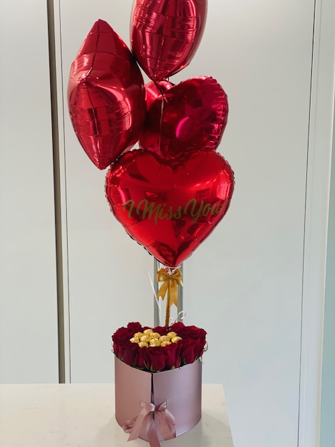 Anniversary Heart Balloons Flowers